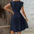 thumbnail image 5 of UPPADA Womens Summer V-Neck Ruffle Cap Sleeve Dress Casual Shift Mini Dress Summer Dresses A Line Smock Short Dress Navy,M, 5 of 7