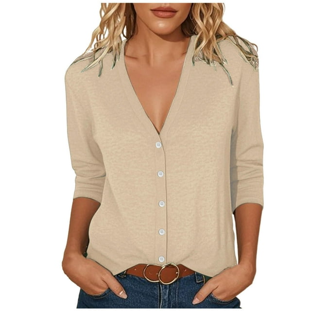 Cardigans à Col en V Profond pour Femmes, Kimono Boutonné, Chandail Classique en Polaire, Tunique Ouverte devant, Ultra Doux, Texturé, Tenues de Printemps, Automne Hiver