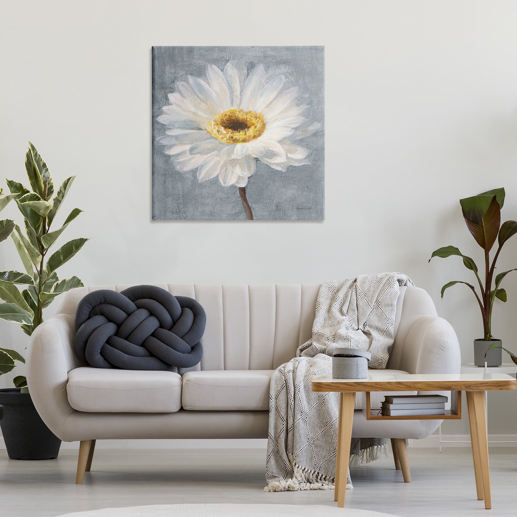 Stupell Industries Paris Blossom on Grey Plants & Flowers Painting Wrapped Canvas Art Print Wall Art, 30 x 30