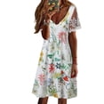 thumbnail image 2 of VKEKIEO Summer Dresses For Women Clearance Under $10,Sun Dresses,V-Neck Off the Shoulder Sleeveless Printed Multicolor XXL, 2 of 9