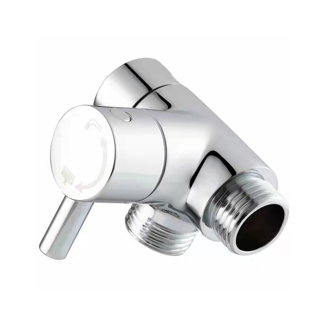 ZheElen Silver Adapter T Adapter - Conveniently Switch Between Shower Functions 3 Way Shower Diverter Valve Switch Wing shaped handle Straight Handle