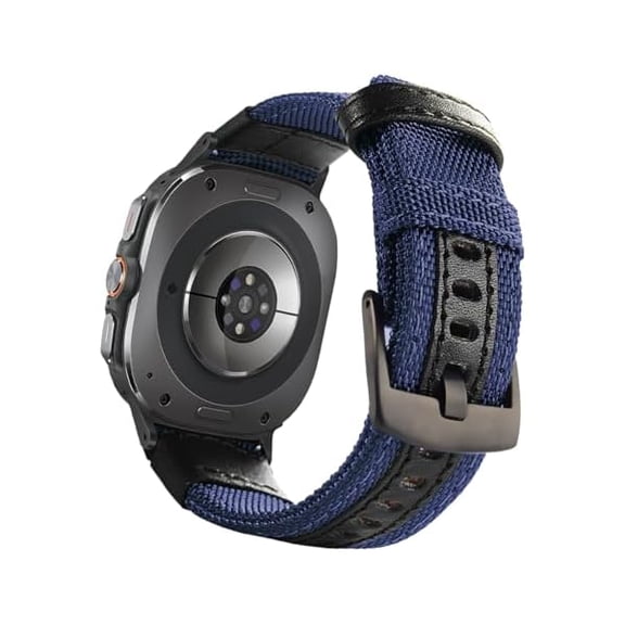 can Galaxy Watch Ultra Bands 47mm Nylon Band, for Galaxy Ultra Watch Band Military Sport Replacement Strap Compatible with Samsung Galaxy Watch 7 Ultra 47mm 2024, Blue Band with Black Adapter