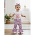 thumbnail image 6 of BemeyourBBs Aunties Bestie Baby Clothes Newborn Baby Girl Spring Summer Outfits Letter Short Sleeve Romper with Leopard Bell Bottoms Flare Pants Set and Bow Headband, 6 of 8
