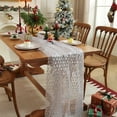 thumbnail image 4 of Fievgin Silver Christmas Gauze Table Runner 59x71in, Winter Foil Christmas Tree Holiday Dining Table Decor for Xmas Party, 4 of 9