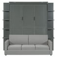 thumbnail image 6 of Harper & Bright Designs Queen Murphy Bed with Couch, Wood Murphy Bed Cabinet with Sofa, Folding Murphy Wall Bed Cabinet and Storage Shelves, Gray, 6 of 15