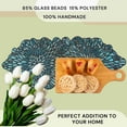thumbnail image 6 of 36x13-in Handmade Floral Decorative Glass Beaded Table Runner for Tabletop Decor - Blue & Aqua, 6 of 7