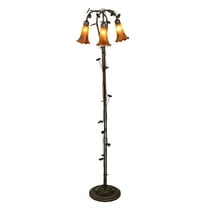 58" High Amber Tiffany Pond Lily 3 Light Floor Lamp
