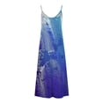 thumbnail image 4 of SMihono Robe Maxi Bohème d'Été pour Femmes Grande Taille Mode Femme Bretelles Taille Mi-Haute Col en V Sans Manches Rayée Imprimée Robe Longue de Plage, 4 of 5