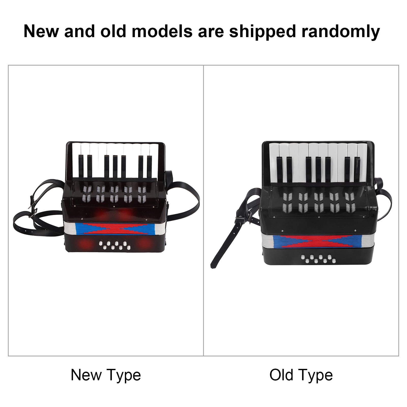 Piano Accordion 9.1 X 9.1 X 3.9 Inches Entry Level Piano Accordion ABS Plastic With Retractable Leather Strap 17 Keys 8 Bass Keys Entry Level Accordion Portable Accordion For Kids Beginners