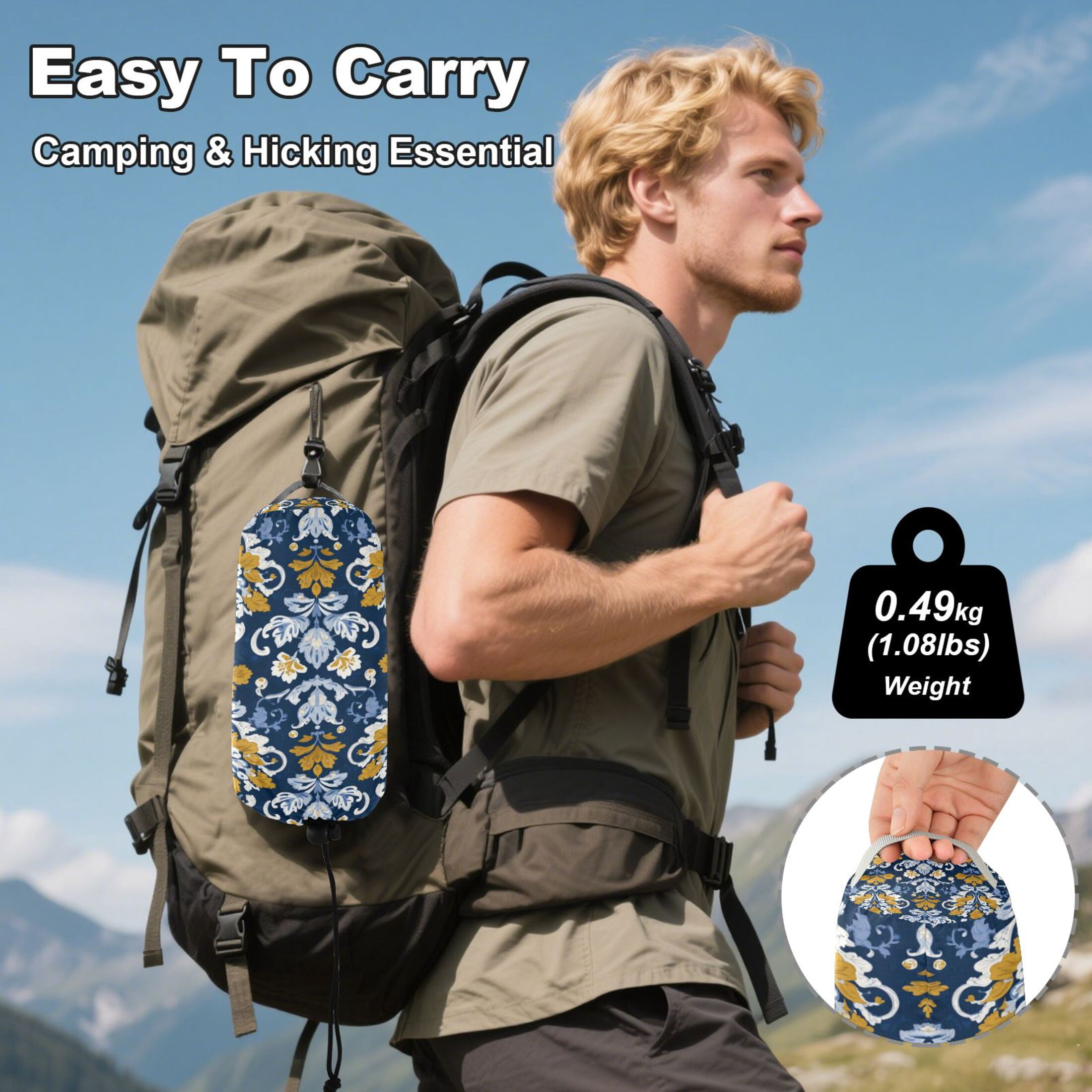 Hammock Camping Hammock Nylon Portable Hammock Travel Camping Hammock Navy Damask Golden Florals