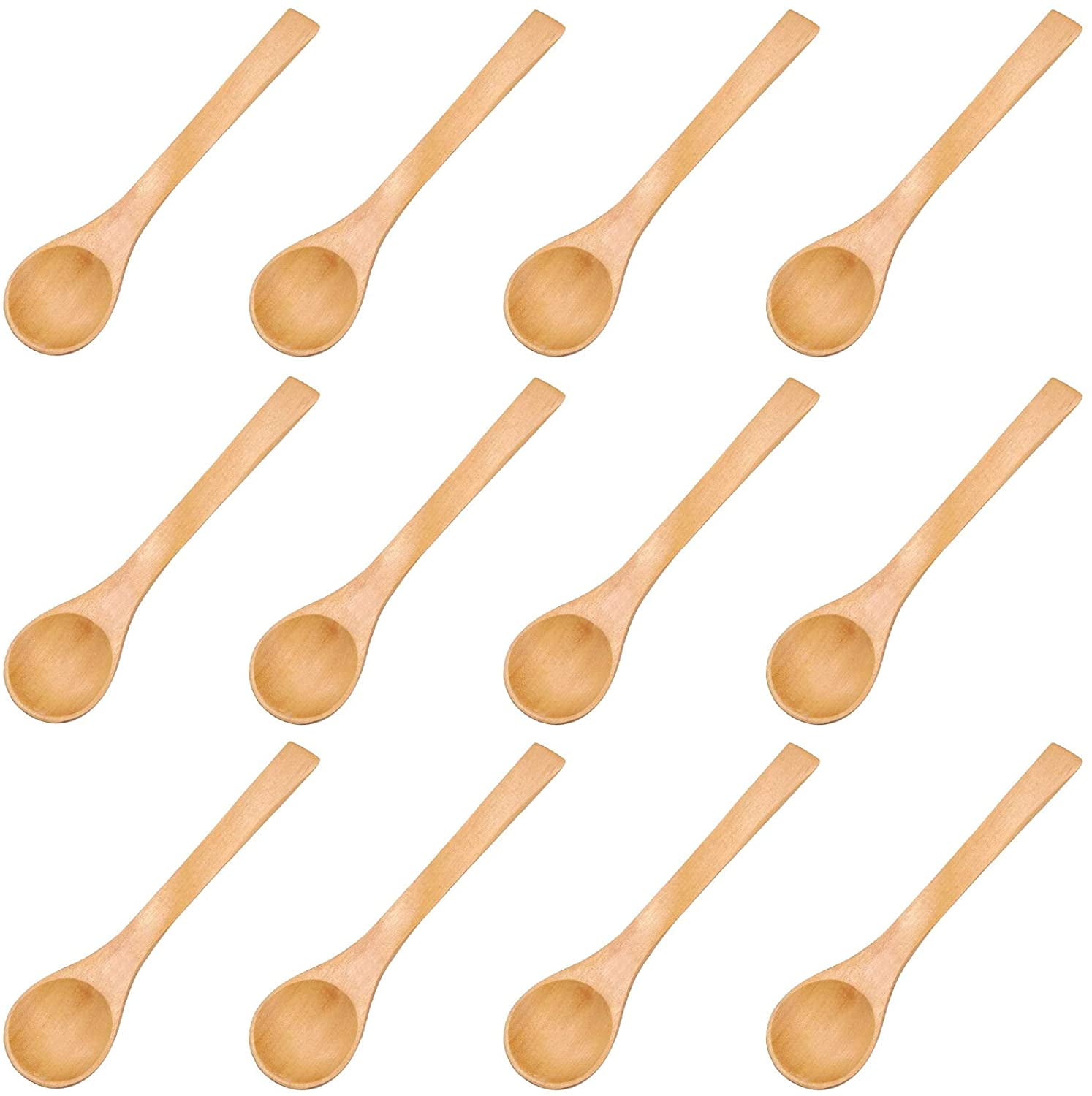 Small Wooden Spoons for Spice Salt Coffee Tea Sugar Jam Mustard 12PCS Mini Handmade Wooden Spoon Mini Natural Wooden Children Spoon Mini Natural Wooden Spoons 