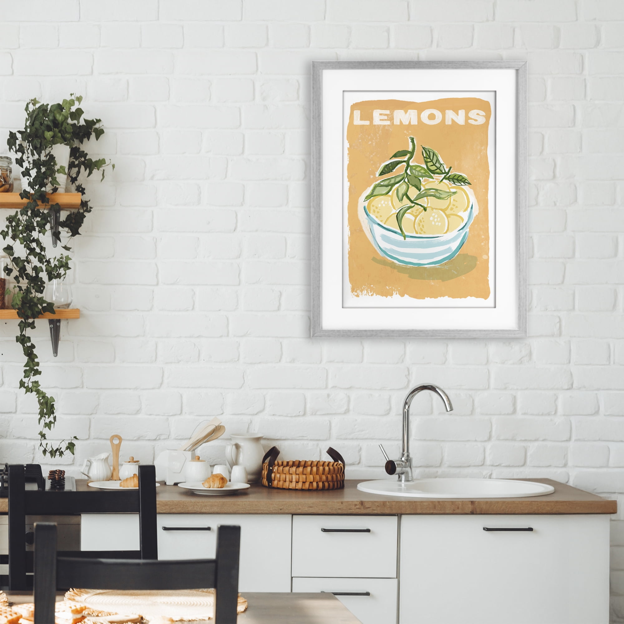 Stupell Industries Lemon Twist Motif Gray Framed Print Under Glass, design by Chad Barrett