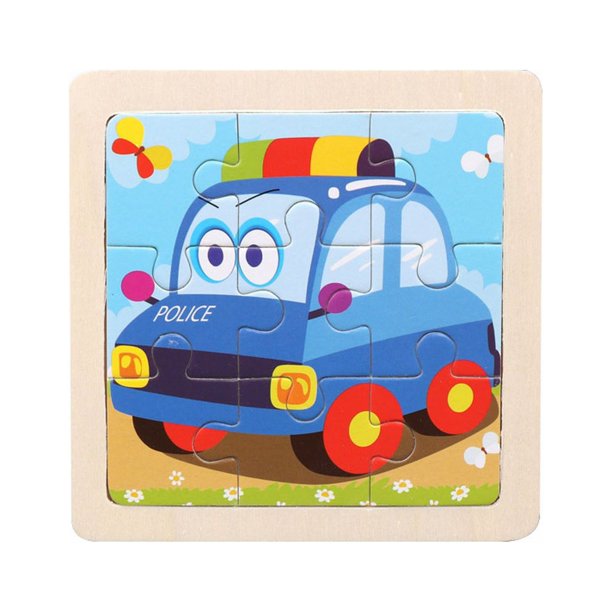Nueve~Piezas Rompecabezas De Madera Coche De Animales De Dibujos animados Rompecabezas De Madera Educación Infantil Puzzle Educativo 2~5 Años Juguete De Madera