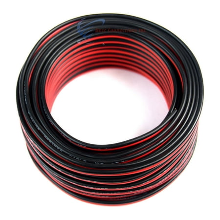 Audiopipe 50' ft 18 Gauge Red Black Stranded 2 Conductor Speaker Wire for Car Home Audio (Best Way To Run Speaker Wire)