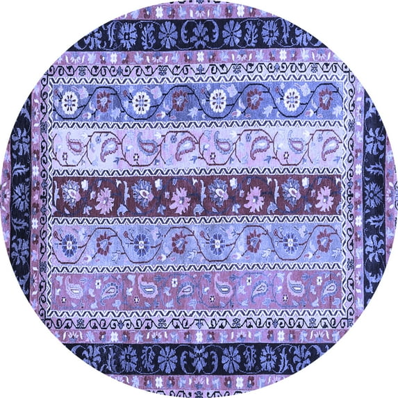 Ahgly Company Indoor Round Abstract Blue Contemporary Area Rugs, 8' Round