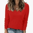 thumbnail image 2 of GigrtiJin Women's V-Neck Sweaters Long Sleeves Solid Color Sweater Pullover Tops Casual Soft Comfy Slim Blouse, 2 of 5