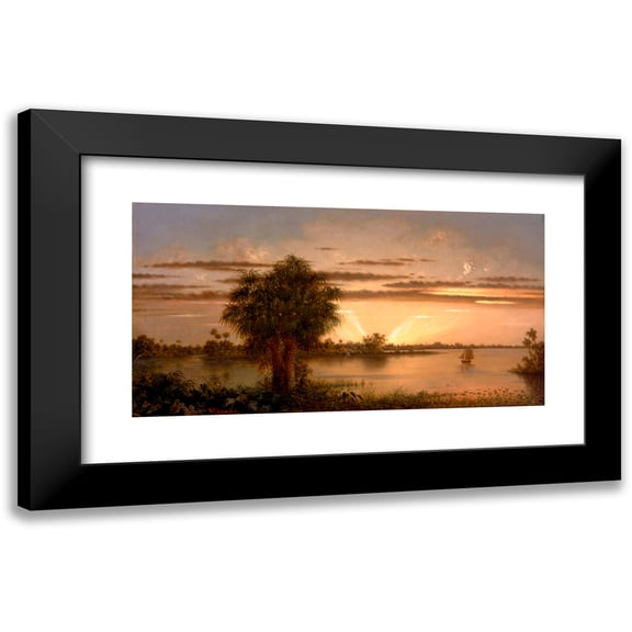 Martin Johnson Heade 14x9 Black Modern Framed Museum Art Print Titled - Florida Sunrise
