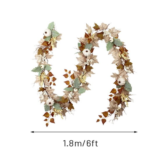 NIRHekf Christmas Garland with Lights5.9ft Thanksgiving Cotton Maple Leaf Canecolor