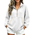 thumbnail image 3 of Zynoxe Women's Pullover Sweatshirt Classic Stand Collar Half Zip Sweatshirt for Women Relaxed Drop Shoulder Long Sleeve Sweatshirt Fashion Color Block Top with Pockets & Elastic Ribbed Cuffs 2XL, 3 of 8
