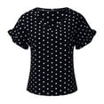 thumbnail image 3 of Pxiakgy t shirts for women Women's Summer Polka Dot Daily Shirt V-neck Petal Sleeves Casual Tops Blouse Womens t shirts Black + L, 3 of 8