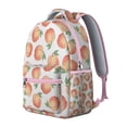 thumbnail image 2 of Peaches Print Students Backpack Fresh Pink Peach School Bag with Cute Funny Kawaii Pattern, Abstract Summer Fruit Painting Design, 2 of 5