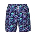 thumbnail image 4 of Lsque Mens Swim Trunks Blue Flower Skull Pattern - Bathing Suit Compression Liner - Beach Swim Shorts Swimwear - (S-3XL) - Stretch Quick Dry -X-Large, 4 of 9