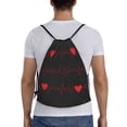 thumbnail image 2 of Kdxio Cardiogram and Heart Print Drawstring Backpack Bag,Waterproof Draw String Back Sack, Gym Drawstring Bags Swim Bag For Unisex, 2 of 9
