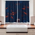 thumbnail image 2 of Ambesonne Jungle Night Kitchen Curtains, Wild Floral Motifs, 55"x36", Dark Sky Blue and Paprika, 2 of 3