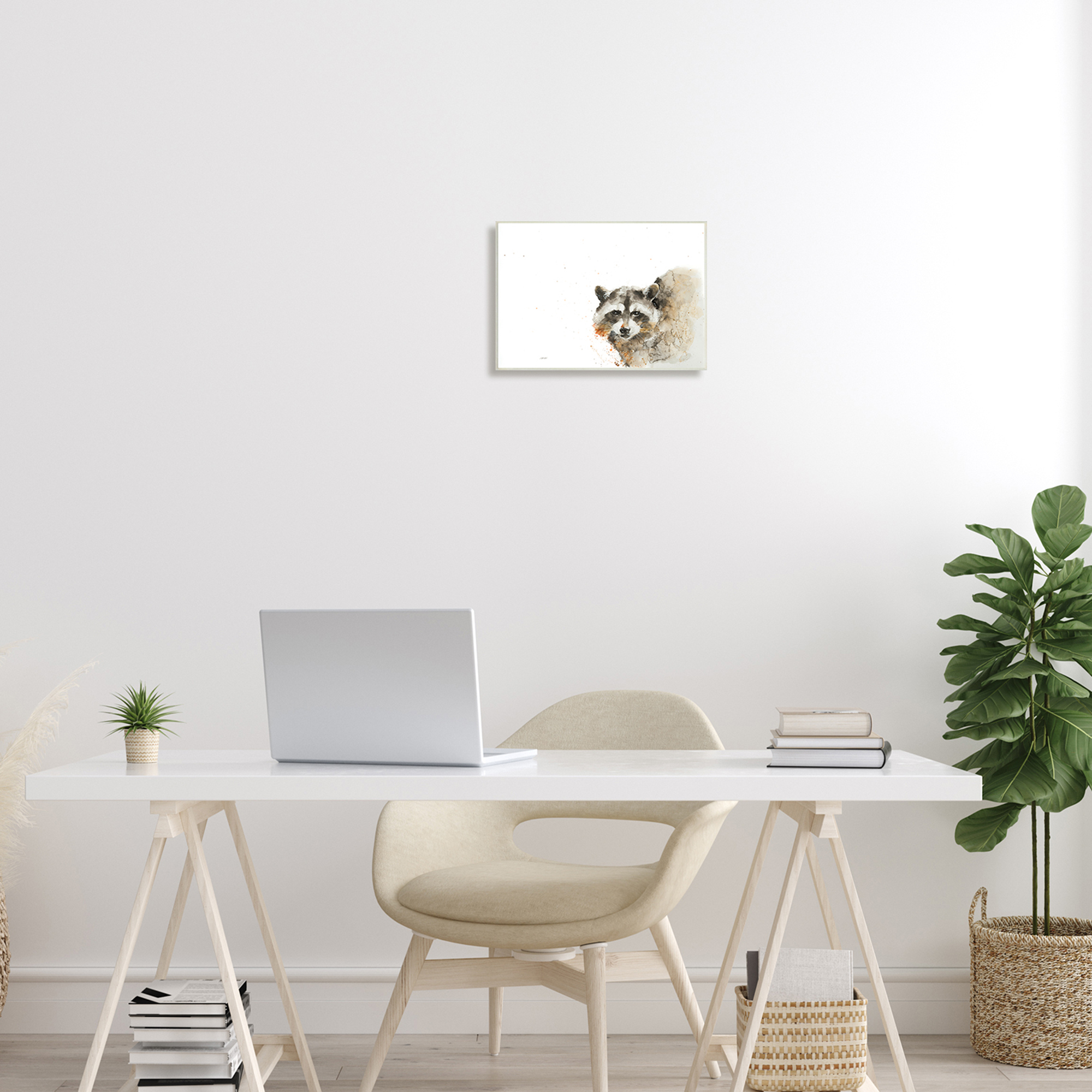 Stupell Industries Forest Raccoon Watercolor Portrait Modern Abstract Painting, 15 x 10, Design by Patti Mann