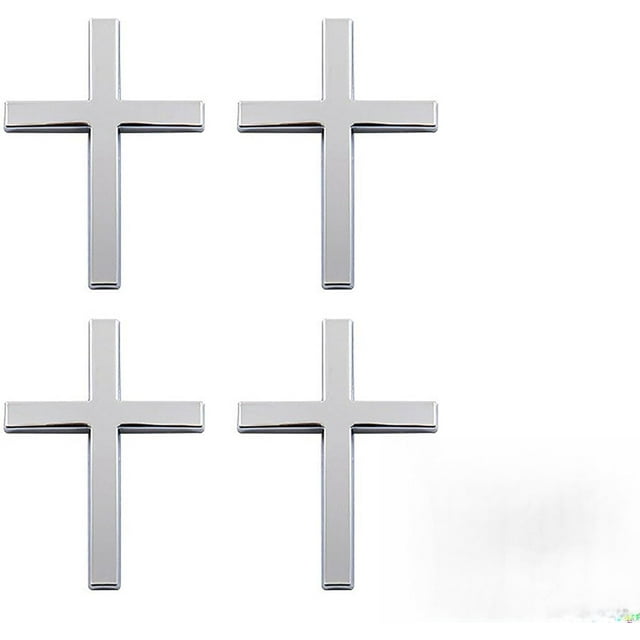 Magnetic Cross for Car, Cross Car Magnet, 3D Self Adhesive Stickers Cars Accessories, Window Decal Sticker for Auto Trunk Body Tailgate Side Fenders, Laptops, Auto Decoration(Silver)