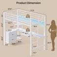 thumbnail image 3 of Twin Loft Bed with Desk, Lofka L-Shaped Computer Desk with RGB Lights & USB Charging, Industrial Metal Frame, 400lb Capacity, with Shelves & Drawers, Easy Assembly, White, 3 of 12