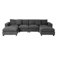 thumbnail image 3 of WestinTrends Hearthside 128" Corduroy Modular U-Shaped Sectional Couch and Chaise With USB/Type-C Ports and Side Pockets, Charcoal Gray, 3 of 15