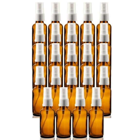 Global Amber 2oz White Mist Sprayer Bottle (60ml) Pack of 24