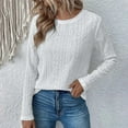 thumbnail image 3 of TKLPEHG Long Sleeve Eyelet Shirts for Women Ladies Fall Tops Casual Crew Neck Basic Shirts Loose Fit Comfy Tops (White,S), 3 of 4