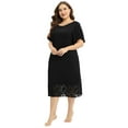 thumbnail image 6 of EFINNY Women's Plus Size Nightgowns Short Sleeve Lace Panels Sleepwear Round Neck Flutter Sleeve Nightwear Soft Homewear, 6 of 7