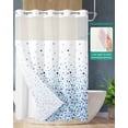 thumbnail image 2 of No Hook Shower Curtain with Snap in Liner, Blue Gradient Geometic Pattern Hotel Shower Curtains for Bathroom, Washable Shower Curtain Liner Set with Mesh Top Window, 72”x78”, 2 of 6