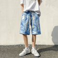thumbnail image 5 of Pantalones cortos con estampado tie-dye de verano para hombre 2024, nuevos pantalones cortos holgados con cordón para vacaciones en el gimnasio y la playa, moda hip hop masculina Y2K, 5 of 5