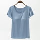 thumbnail image 1 of Camiseta de mujer de manga corta con almohadilla para el pecho de verano, sujetador de color liso, media manga, se puede usar como camisa de fondo, 1 of 6