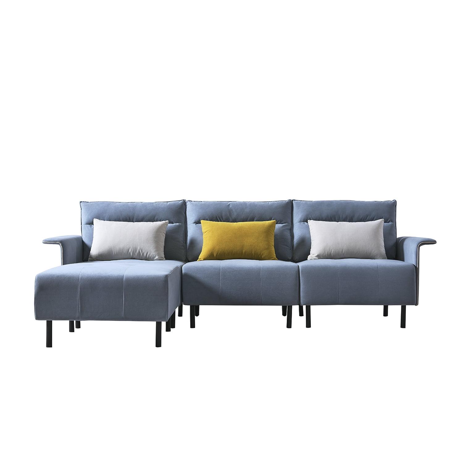Resenkos Sofa for Room Sofa Chaise Sleeper Sofa for Small Living Room Spaces with Cushion Couch for Bedroom Mid-Century Modern Reversible Sectional Sofa, Blue