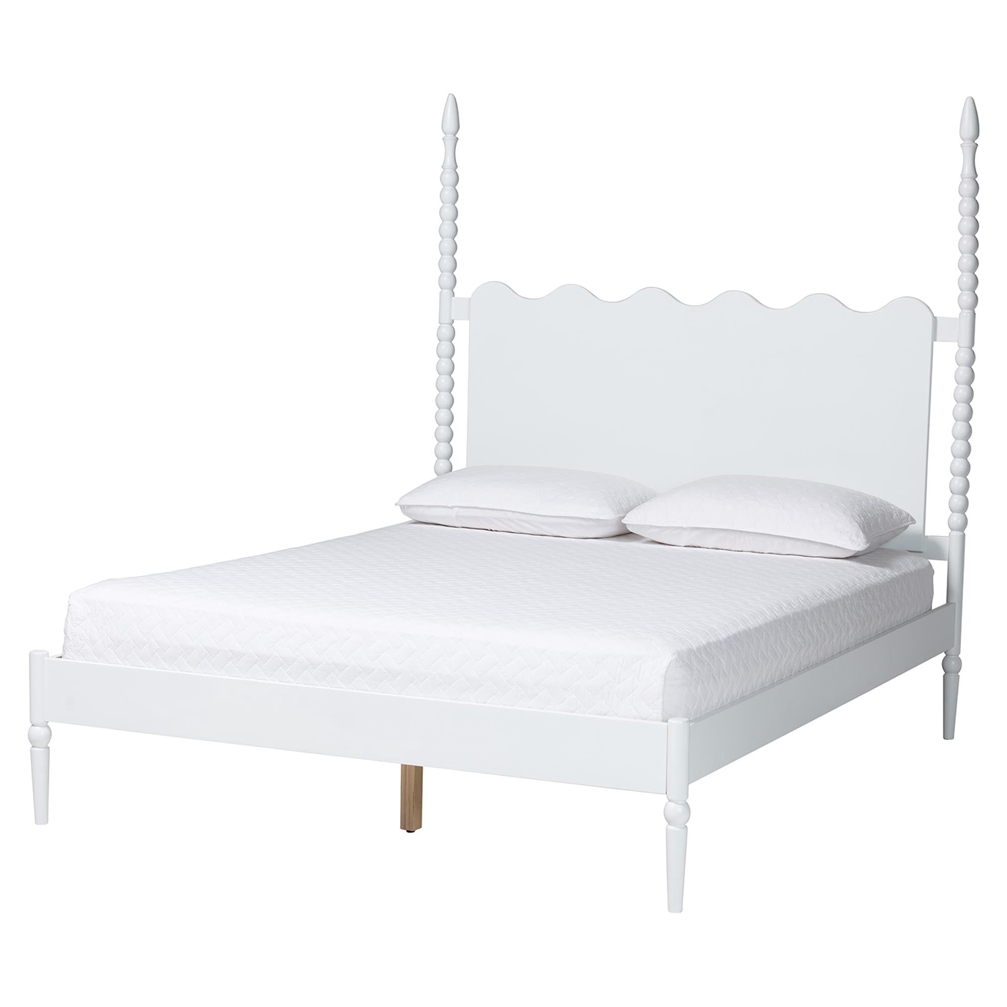 Baxton Studio Brantley Modern Farmhouse Bedroom Set, King, 4-Piece, White