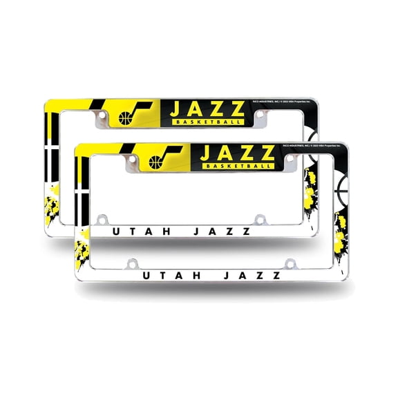 Utah Basketball Jazz - Chrome Metal License Plate Frame - Set of Two Frames