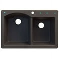 thumbnail image 3 of Transolid Aversa 33in x 22in silQ Granite Drop-in Double Bowl Kitchen Sink with 4 BADE Faucet Holes, In Espresso, 3 of 4
