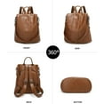 thumbnail image 3 of Vintage Leather Backpack for Women, Soft Rucksack Backpack with Anti-Theft Pocket Convertible Shoulder Handbag (Brown), 3 of 4