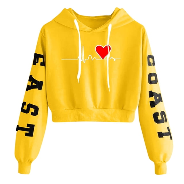 Awdenio Femmes Occasionnels Manches Longues Sweat-Shirts Courts avec Capuche Tops d'Impression