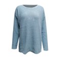thumbnail image 5 of Fesfesfes Women Sweaters Solid Color Long Sleeve Pullove O-Neck Shirt Sweater Tops Plus Size Clearance $10, 5 of 6