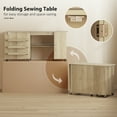 thumbnail image 4 of CoSoTower Sewing Machine Table with Drop Leaf, Folding Craft Table with 2 Doors and Adjustable Shelf for Small Spaces, Natural, 4 of 7
