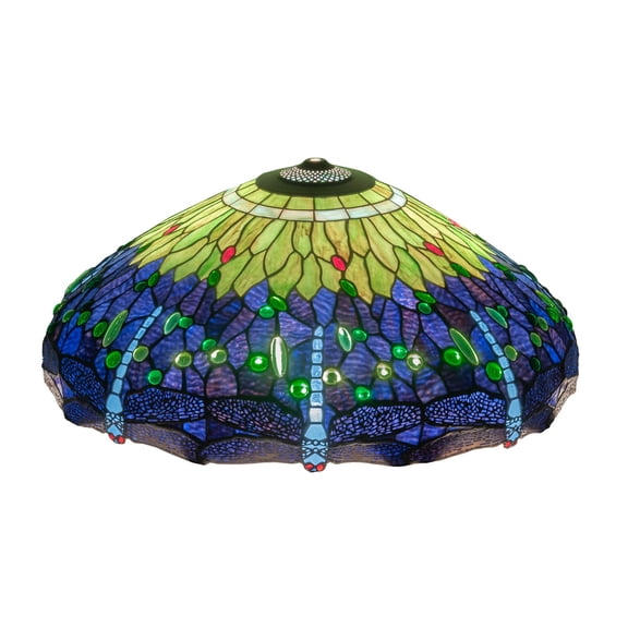 Meyda Tiffany 16943 Tiffany Hanginghead Dragonfly 11" Tall Lamp Shade - Purple / Blue /