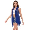 thumbnail image 4 of Womens Sleeveless Open Front Crochet Shawl Cardigan Bikini Cover Up, 4 of 7