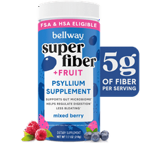 Bellway Super Fiber Powder   Fruit, Sugar Free Psyllium Husk Fiber Supplement, Mixed Berry, 60 Servings