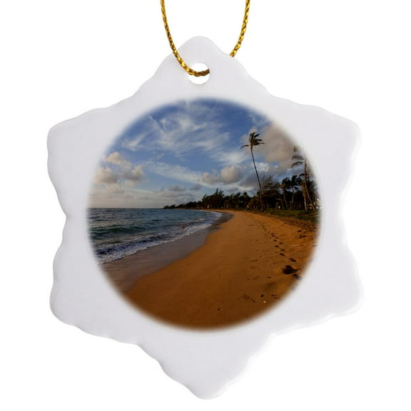 3drose, Sunrise, Kapaa Beach Park, Kauai, Hawaii - Us12 Dpb2071 - Douglas Peebles, 3 inch Snowflake Porcelain Ornament